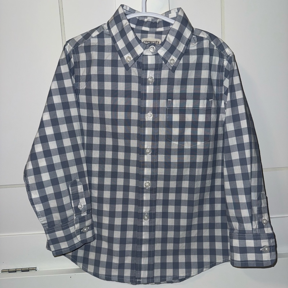 Crewcuts Navy and White Checkered Kids Button Down Shirt